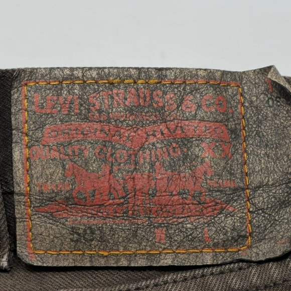 Vintage Levi's 501 Brown Denim Jeans Button Fly Straight Leg Fit 38/30 Workwear - Picture 7 of 15